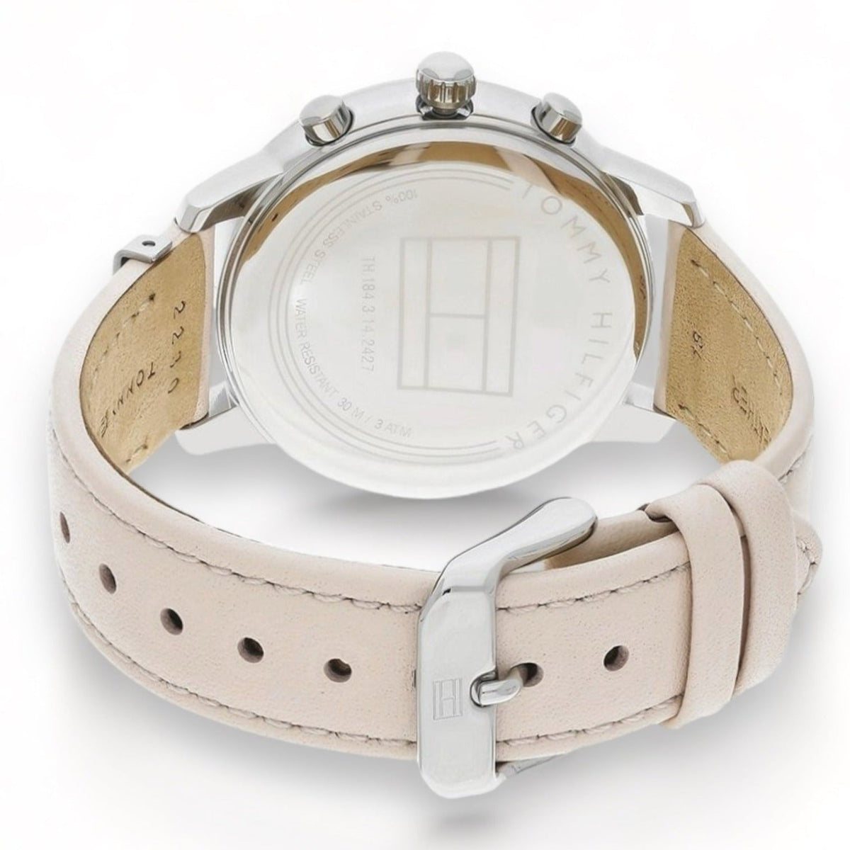  Shop Authentic Tommy Hilfiger Blake Chronograph Silver Dial Pink Leather Strap Watch For Women - 1781906 - Luxxuri