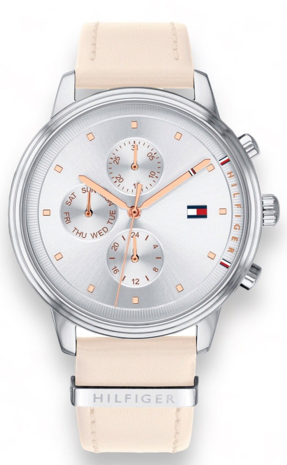  Shop Authentic Tommy Hilfiger Blake Chronograph Silver Dial Pink Leather Strap Watch For Women - 1781906 - Luxxuri