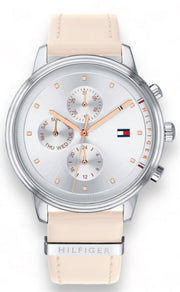  Shop Authentic Tommy Hilfiger Blake Chronograph Silver Dial Pink Leather Strap Watch For Women - 1781906 - Luxxuri