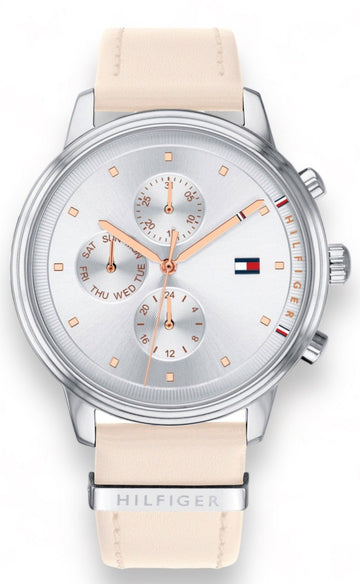  Shop Authentic Tommy Hilfiger Blake Chronograph Silver Dial Pink Leather Strap Watch For Women - 1781906 - Luxxuri