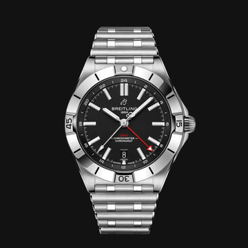  Shop Authentic Breitling Chronomat GMT 40 Automatic Black Dial Silver Steel Strap Watch for Men - A32398101B1A1 - Luxxuri