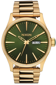 Nixon Sentry Green Dial Gold Steel Strap Watch for Men - A356-1919