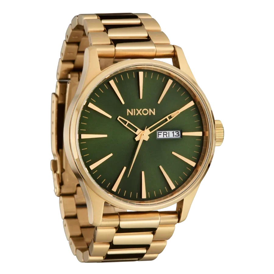 Nixon Sentry Green Dial Gold Steel Strap Watch for Men - A356-1919