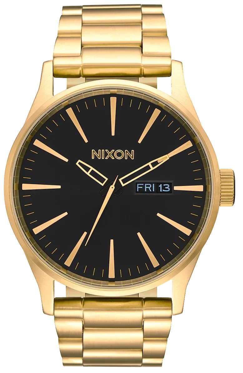 Nixon Sentry Black Dial Gold Steel Strap Watch for Men - A356-510