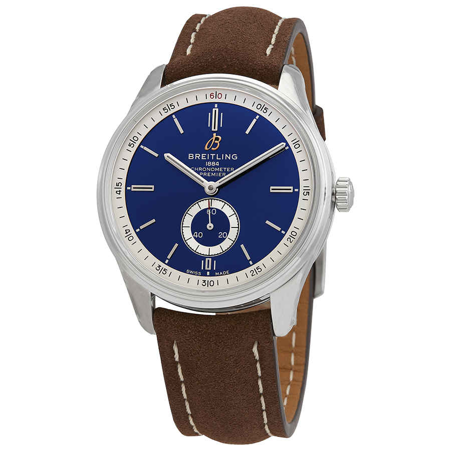  Shop Authentic Breitling Premier Automatic 40mm Blue Dial Brown Leather Strap Mens Watch - A37340351C1X2 - Luxxuri