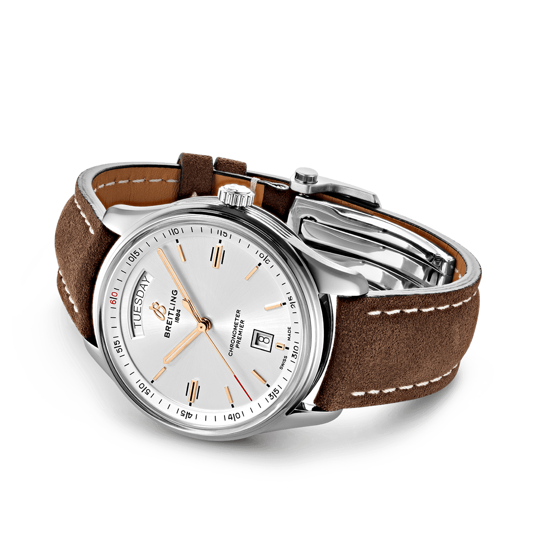  Shop Authentic Breitling Premier Automatic Chronometer 40mm Silver Dial Mens Watch - A45340211G1X3 - Luxxuri