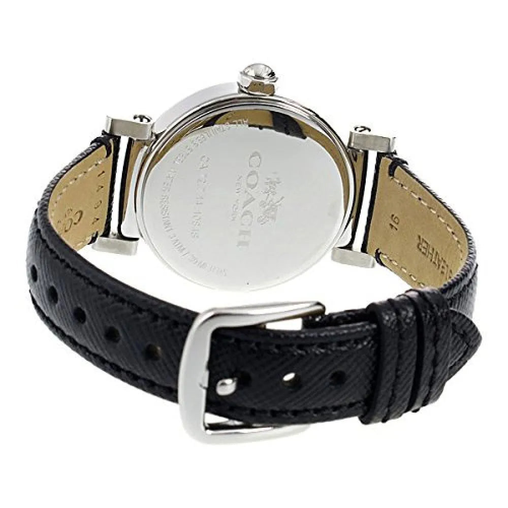 Coach Madison White Dial Black Leather Strap Watch for Women - 14502399