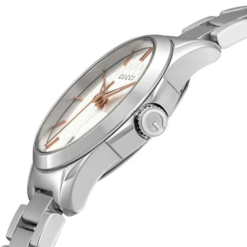  Shop Authentic Gucci G Timeless Silver Dial Silver Steel Strap Watch For Women - YA126523 - Luxxuri