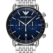  Shop Authentic Emporio Armani Aviator Chronograph Blue Dial Silver Steel Strap Watch For Men - AR11238 - Luxxuri