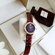  Shop Authentic Versace Shadov Quartz Red Dial Red Leather Strap Watch for Women - VEBM00918 - Luxxuri