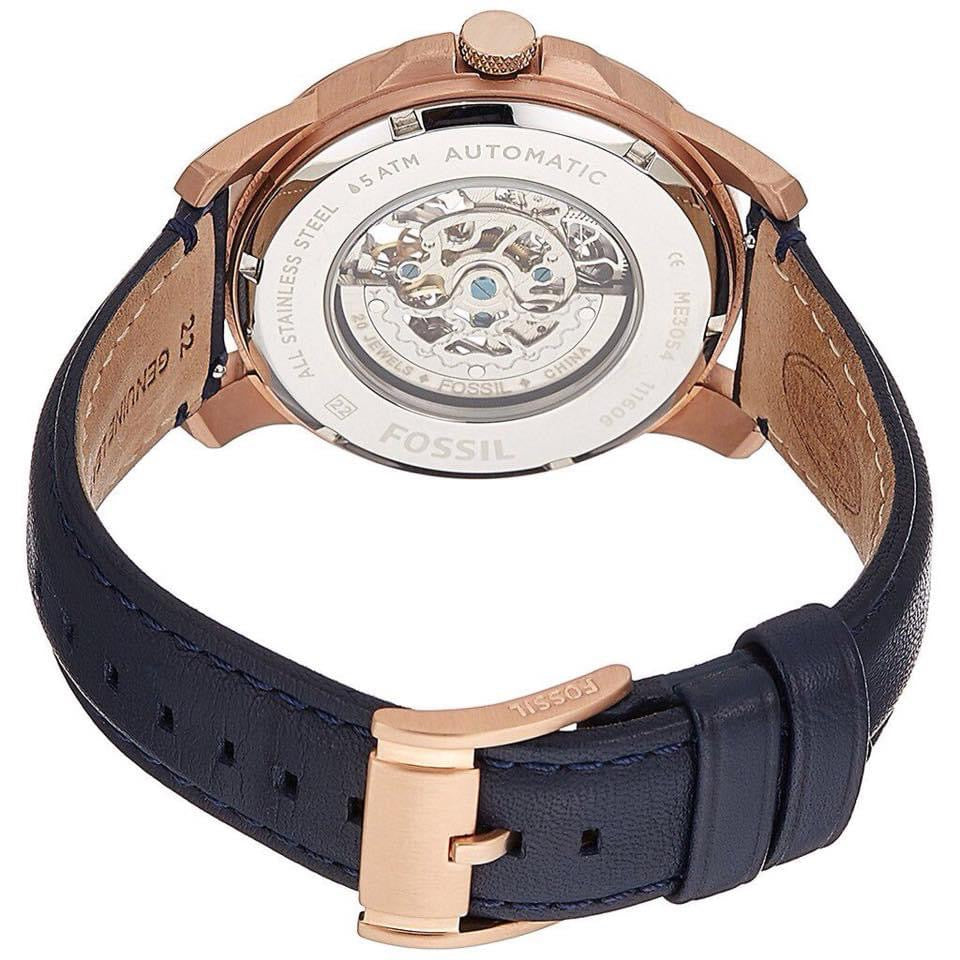  Shop Authentic Fossil Grant Mechanical Blue Dial Blue Leather Strap Watch for Men - ME3054 - Luxxuri