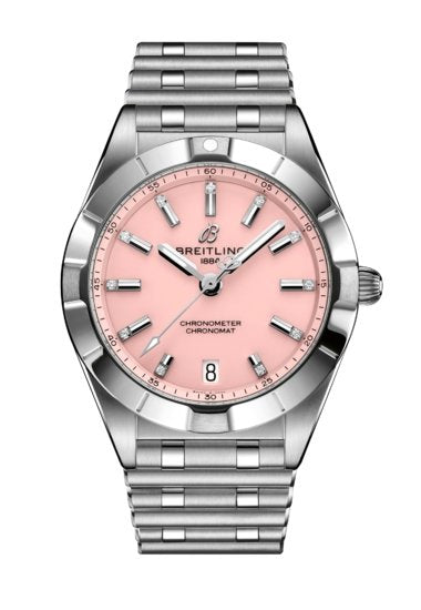  Shop Authentic Breitling Chronomat 32 Diamonds Pink Dial Silver Steel Strap Watch for Women - A77310101K1A1 - Luxxuri