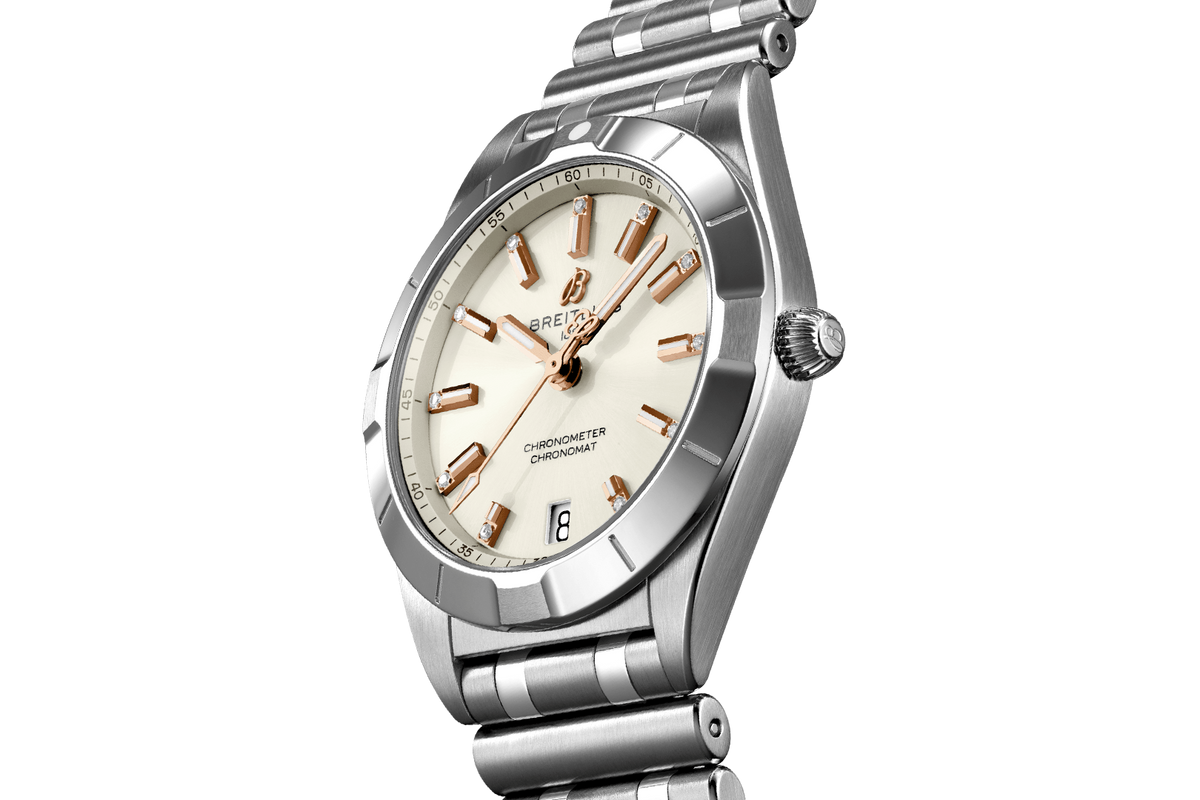  Shop Authentic Breitling Chronomat 32 Diamonds White Dial Silver Steel Strap Watch for Women - A77310101A3A1 - Luxxuri