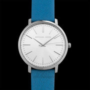  Shop Authentic Michael Kors Jaryn Quartz Silver Dial Blue Leather Strap Watch For Women - MK2495 - Luxxuri