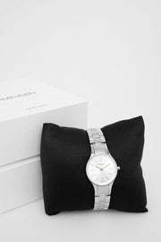  Shop Authentic Calvin Klein Simplicity White Dial Silver Steel Strap Watch for Women - K4323185 - Luxxuri