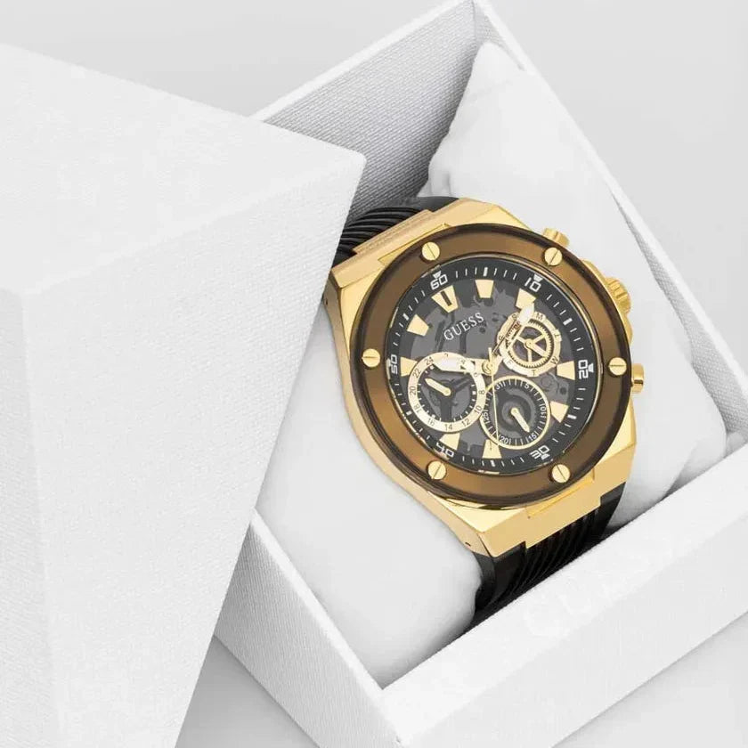  Shop Authentic Guess Poseidon Chronograph Black Dial Black Silicone Strap Watch For Men - GW0425G1 - Luxxuri