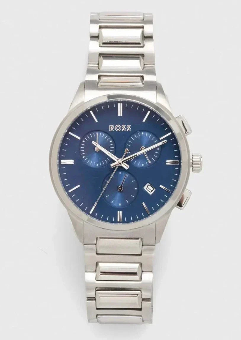  Shop Authentic Hugo Boss Dapper Chronograph Blue Dial Silver Steel Strap Watch For Men - 1513927 - Luxxuri