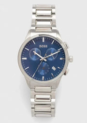  Shop Authentic Hugo Boss Dapper Chronograph Blue Dial Silver Steel Strap Watch For Men - 1513927 - Luxxuri