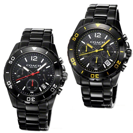 Coach Kent Chronograph Black Dial Black Steel Strap Watch for Men - 14602554