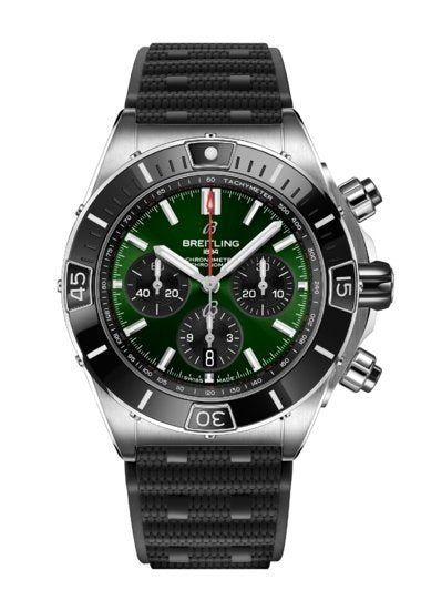  Shop Authentic Breitling Super Chronomat B01 44 Green Dial Black Rubber Strap Watch for Men - AB0136251L1S1 - Luxxuri