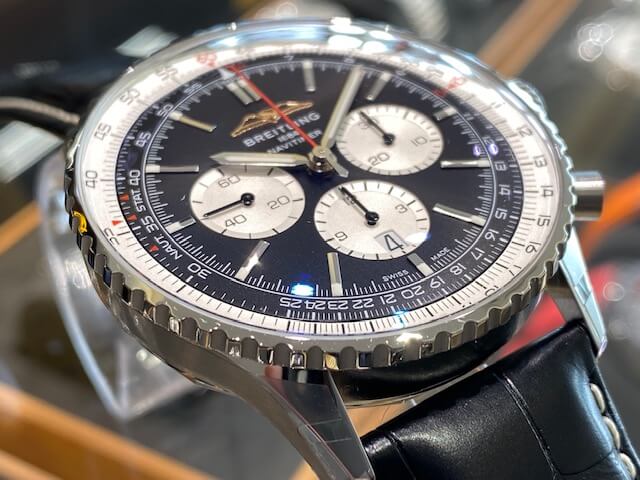  Shop Authentic Breitling Navitimer B01 Chronograph 46 Black Dial Black Leather Strap Watch for Men - AB0137211B1P1 - Luxxuri