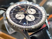  Shop Authentic Breitling Navitimer B01 Chronograph 46 Black Dial Black Leather Strap Watch for Men - AB0137211B1P1 - Luxxuri