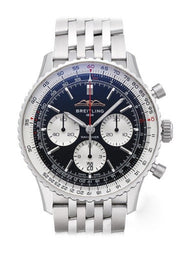  Shop Authentic Breitling Navitimer B01 Chronograph 43 Black Dial Silver Steel Strap Watch for Men - AB0138211B1A1 - Luxxuri