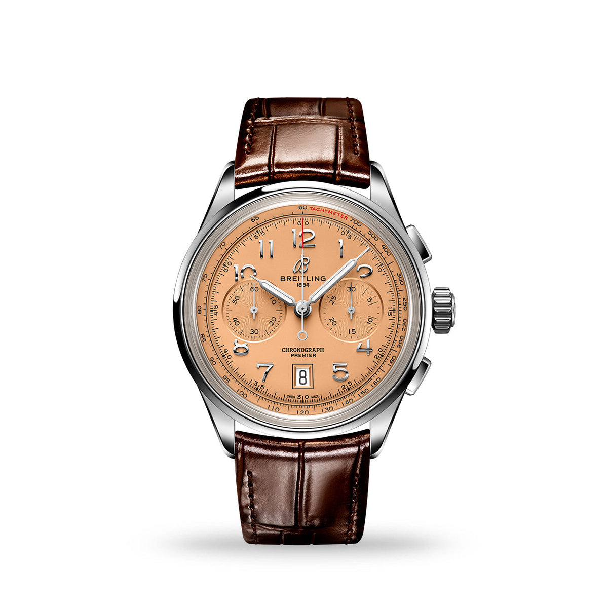  Shop Authentic Breitling Premier B01 Chronograph 42 Beige Dial Brown Leather Strap Watch for Men - AB0145331K1P1 - Luxxuri