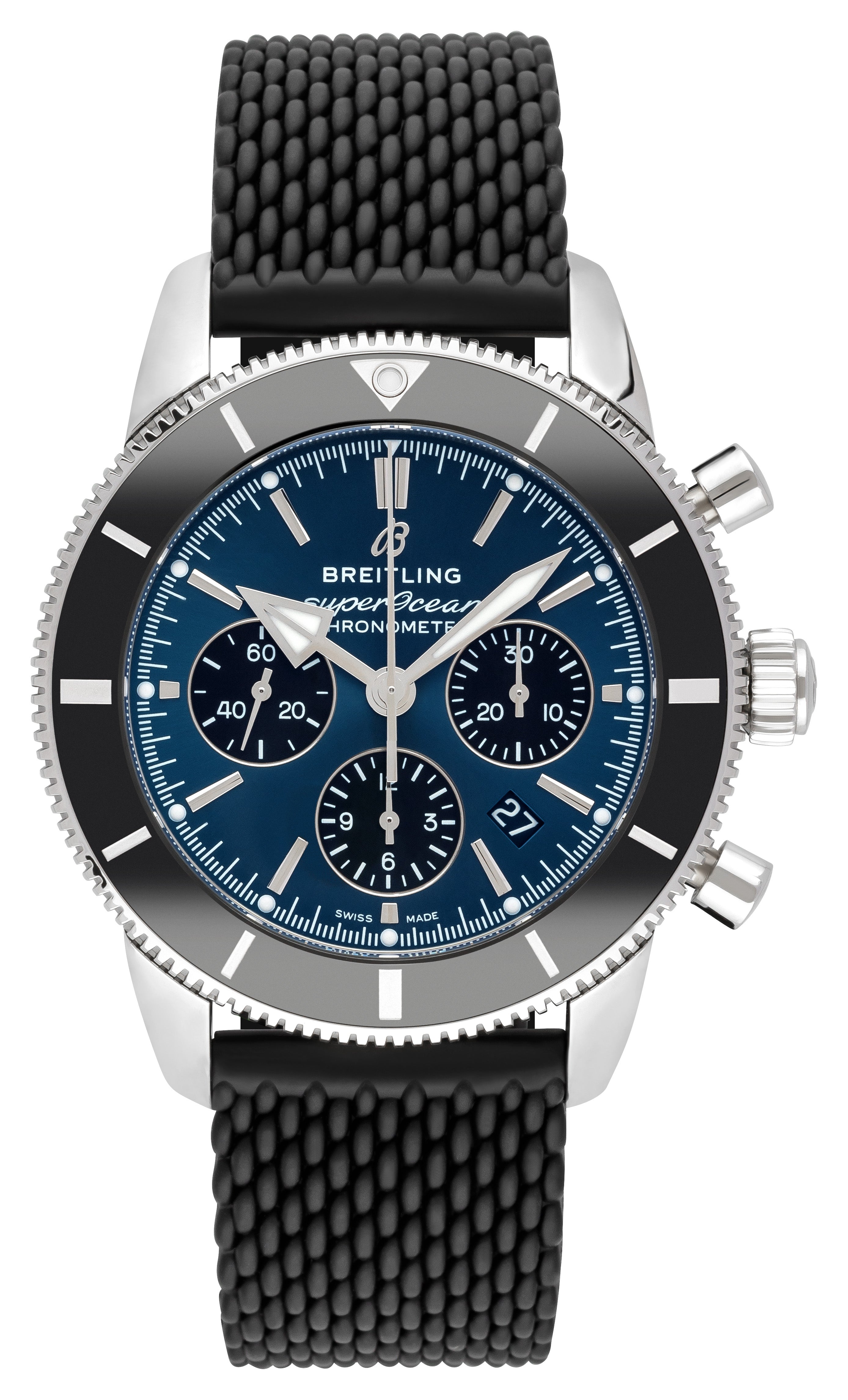  Shop Authentic Breitling Superocean Heritage B01 Chronograph 44 Blue Dial Black Mesh Bracelet Watch for Men - AB0162121C1S1 - Luxxuri