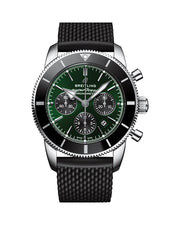  Shop Authentic Breitling Superocean Heritage B01 Chronograph 44 Limited Edition Green Dial Black Mesh Bracelet Watch for Men - AB01621A1L1S1 - Luxxuri