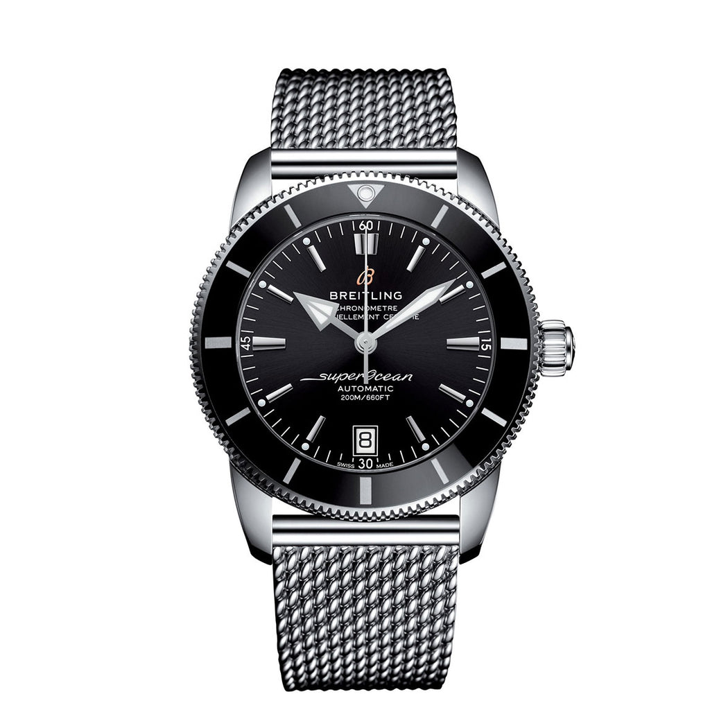  Shop Authentic Breitling Superocean Heritage B20 Automatic 42 Black Dial Silver Mesh Bracelet Watch for Men - AB2010121B1A1 - Luxxuri