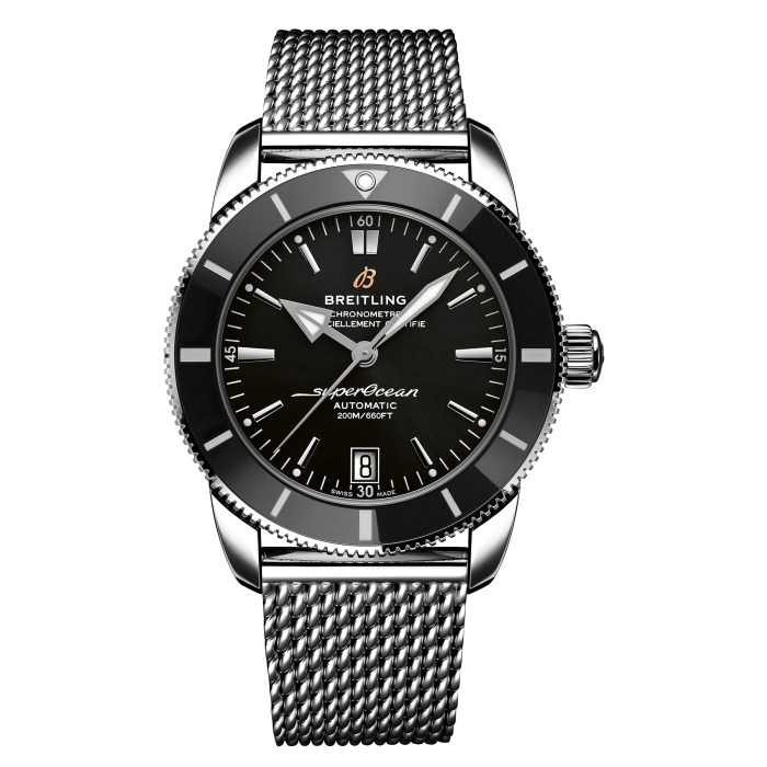  Shop Authentic Breitling Superocean Heritage B20 Automatic 42 Black Dial Silver Mesh Bracelet Watch for Men - AB2010121B1A1 - Luxxuri