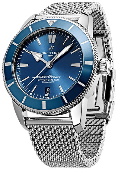  Shop Authentic Breitling Superocean Heritage B20 Automatic 44 Blue Dial Silver Mesh Bracelet Watch for Men - AB2030161C1A1 - Luxxuri