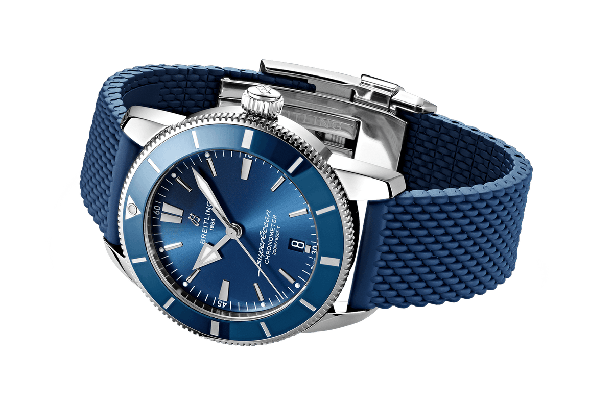  Shop Authentic Breitling Superocean Heritage II B20 44mm Blue Dial Blue Rubber Strap Mens Watch - AB2030161C1S1 - Luxxuri