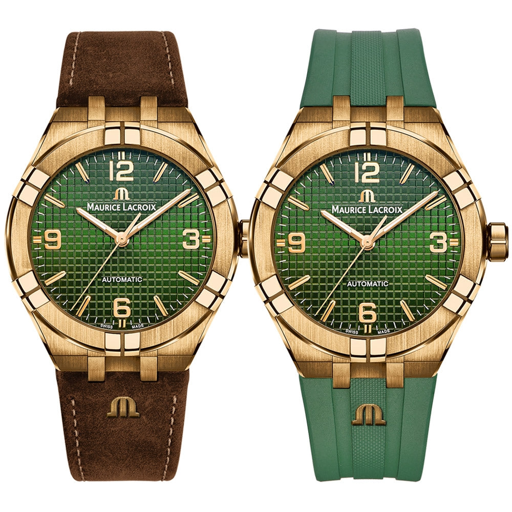  Shop Authentic Maurice Lacroix Aikon Automatic Green Dial Brown Leather Strap Watch For Men - AI6008-BRZ0B-630-M - Luxxuri