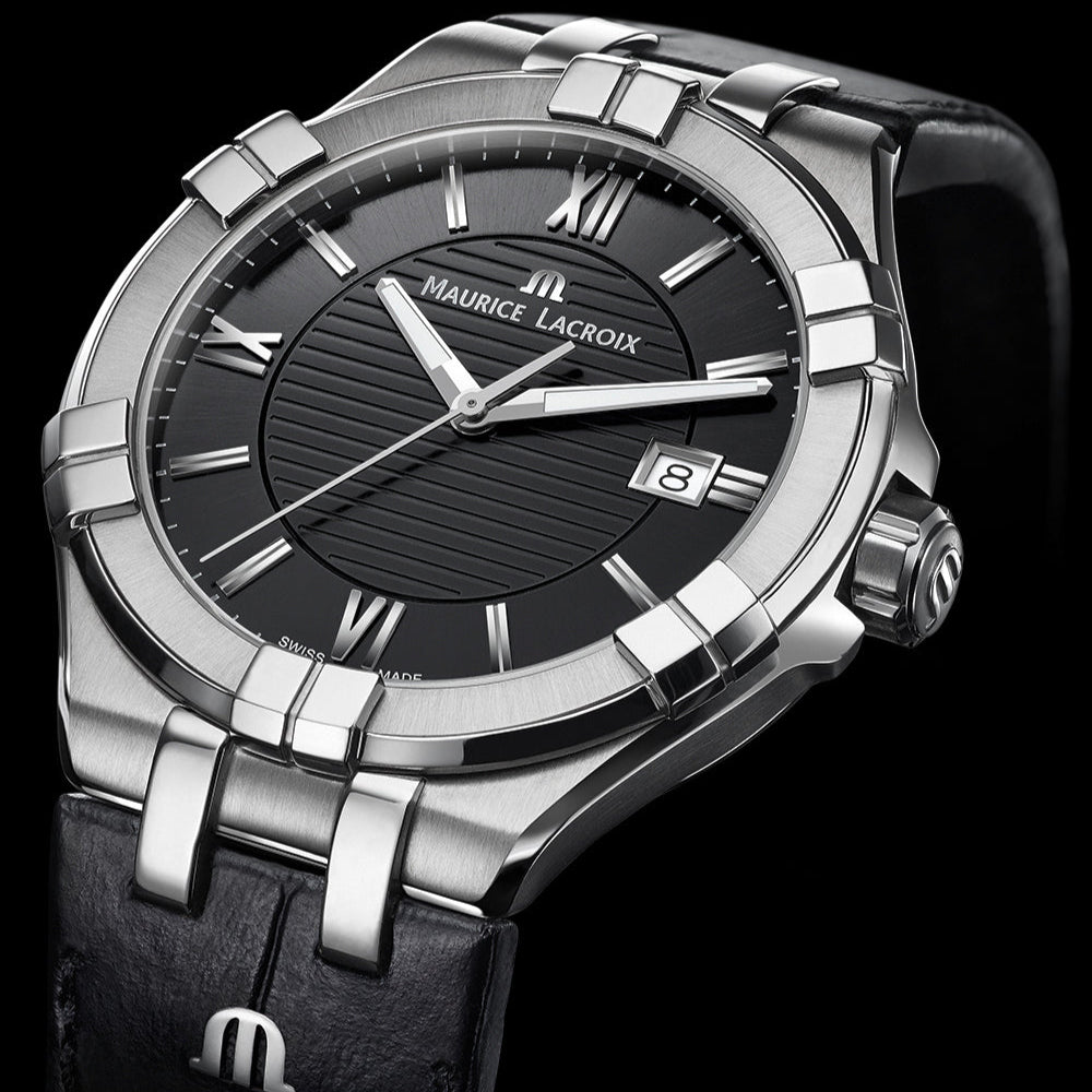  Shop Authentic Maurice Lacroix Aikon Date Automatic Black Dial Black Leather Strap Watch For Men - AI6008-SS001-330-1 - Luxxuri