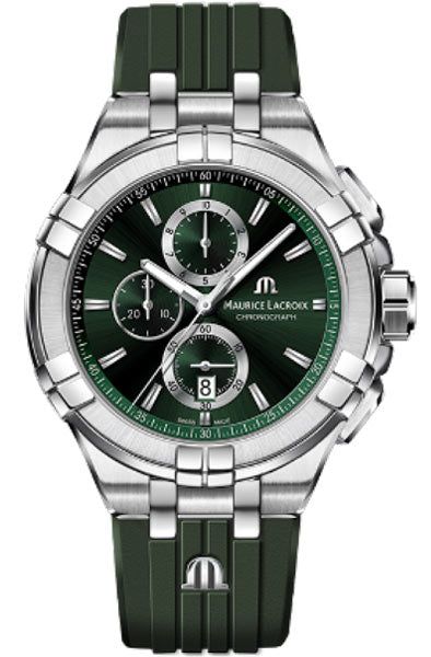  Shop Authentic Maurice Lacroix Aikon Chronograph Green Dial Green Rubber Strap Watch for Men  - AI1018-SS000-630-5 - Luxxuri