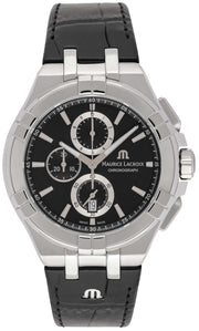  Shop Authentic Maurice Lacroix Aikon Chronograph Black Dial Black Leather Strap Watch for Men - AI1018-SS001-330-1 - Luxxuri