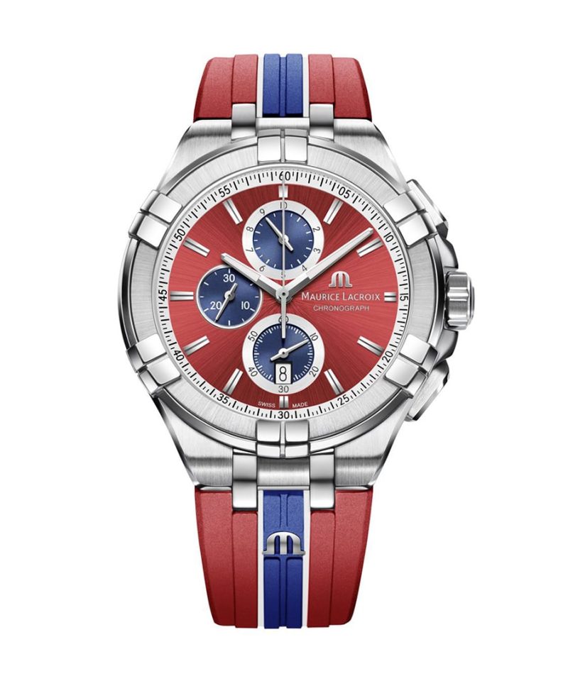  Shop Authentic Maurice Lacroix Aikon Beach Volley Vikings Limited Edition Red Dial Red Rubber Strap Watch for Men - AI1018-SS001-530-6 - Luxxuri