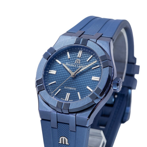  Shop Authentic Maurice Lacroix Automatic PVD Limited Edition Blue Dial Blue Silicon Strap Watch For Men - AI6007-PVC00-430-4 - Luxxuri