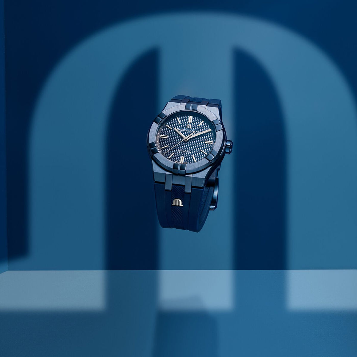  Shop Authentic Maurice Lacroix Automatic PVD Limited Edition Blue Dial Blue Silicon Strap Watch For Men - AI6007-PVC00-430-4 - Luxxuri