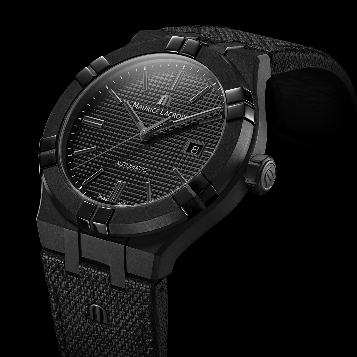  Shop Authentic Maurice Lacroix Automatic Date Black Dial Black Leather Strap Watch For Men - AI6008-PVB01-330-1 - Luxxuri