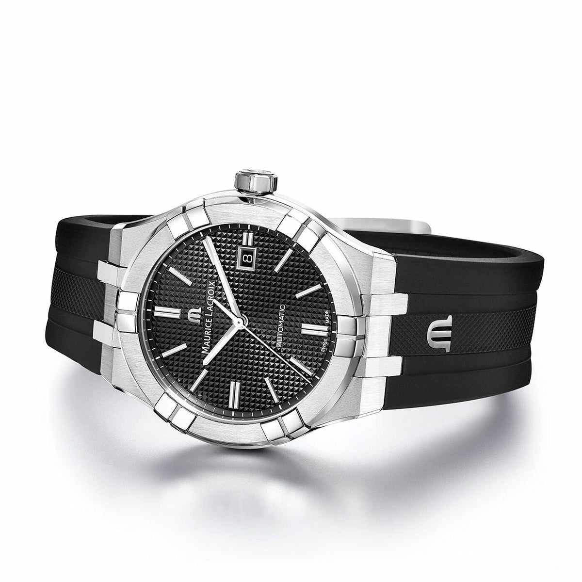  Shop Authentic Maurice Lacroix Aikon Automatic Black Dial Black Rubber Strap Watch For Men - AI6008-SS000-330-2 - Luxxuri