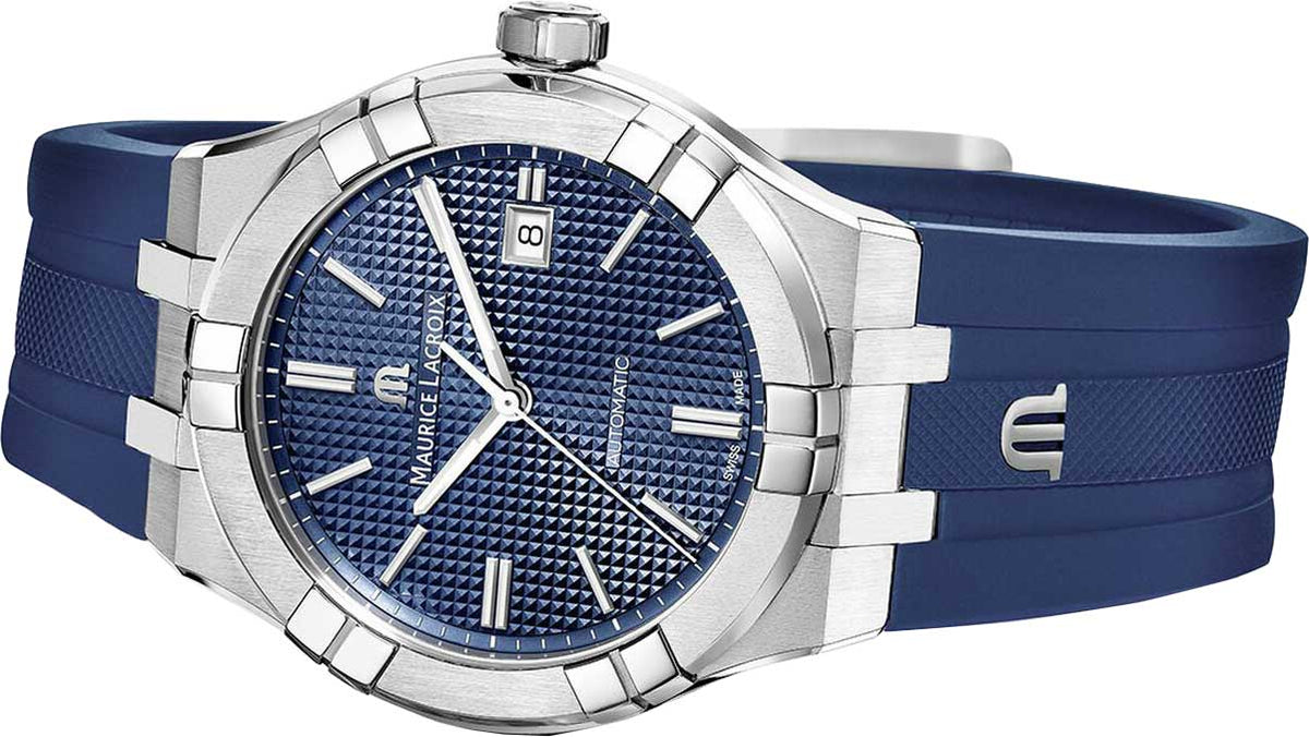  Shop Authentic Maurice Lacroix Aikon Automatic Date Blue Dial Blue Silicone Strap Watch For Men - AI6008-SS000-430-4 - Luxxuri