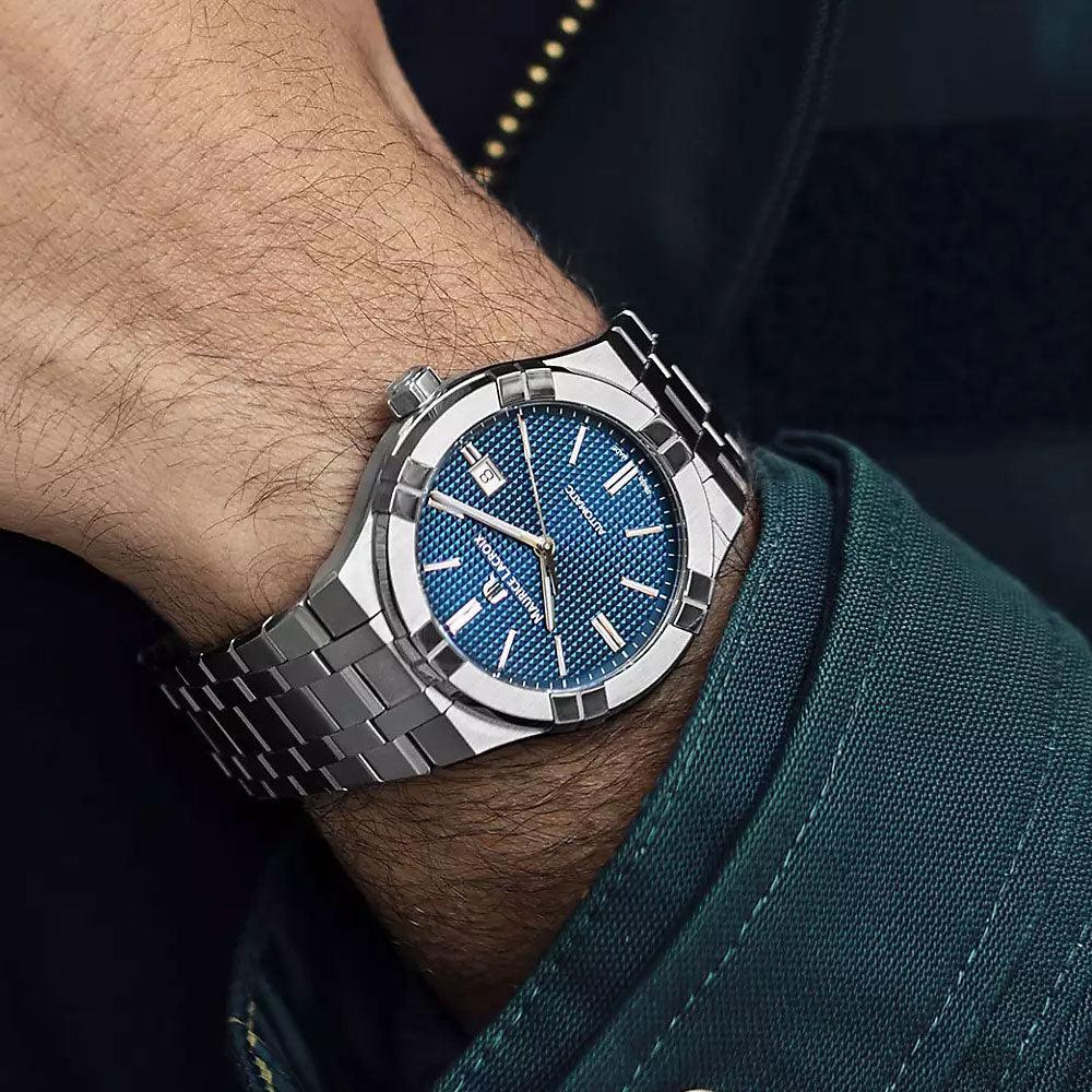  Shop Authentic Maurice Lacroix Aikon Automatic Blue Dial Silver Steel Strap Watch For Men - AI6008-SS002-430-1 - Luxxuri