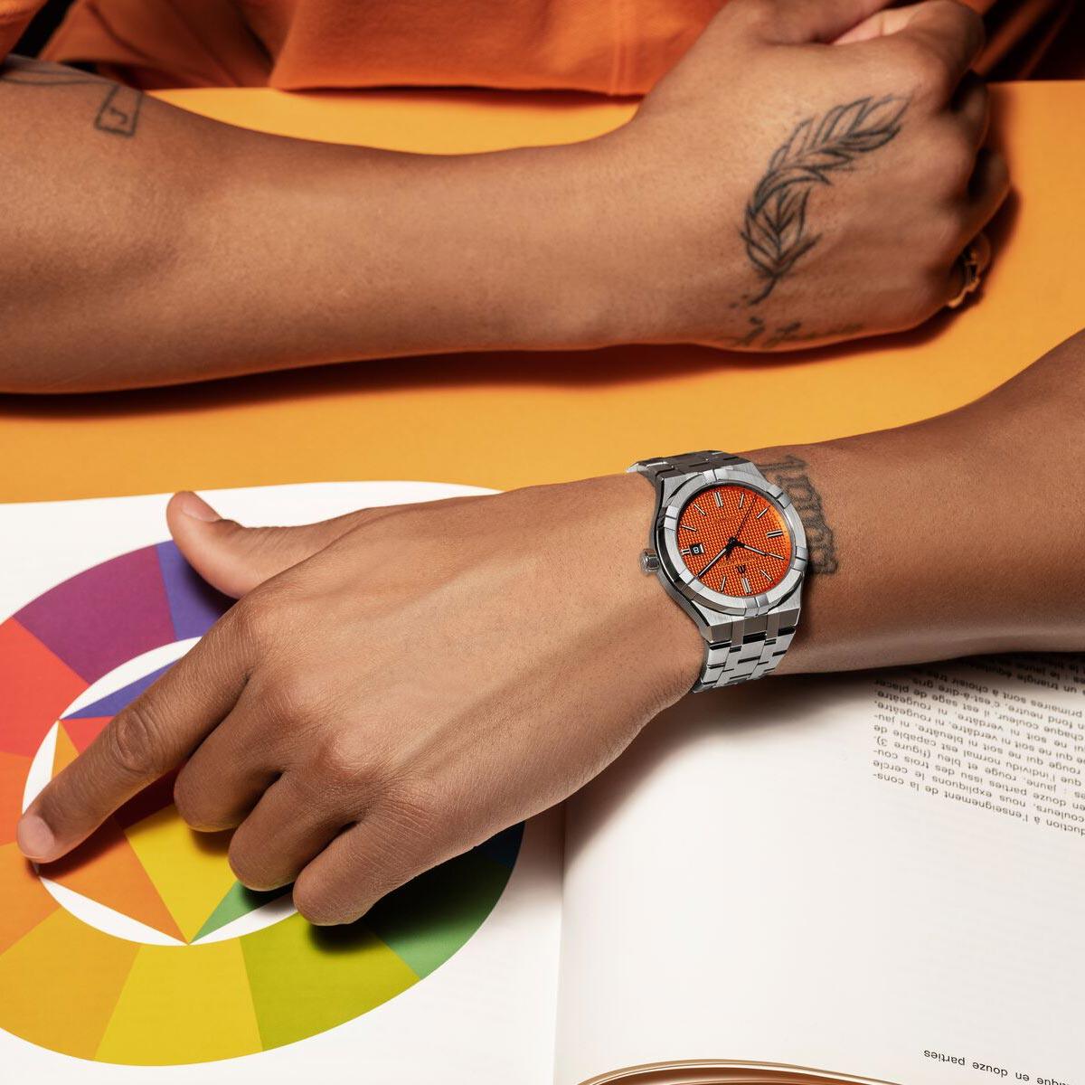  Shop Authentic Maurice Lacroix Aikon Limited Edition Automatic Date Orange Dial Silver Steel Strap Watch For Men - AI6008-SS00F-530-1 - Luxxuri