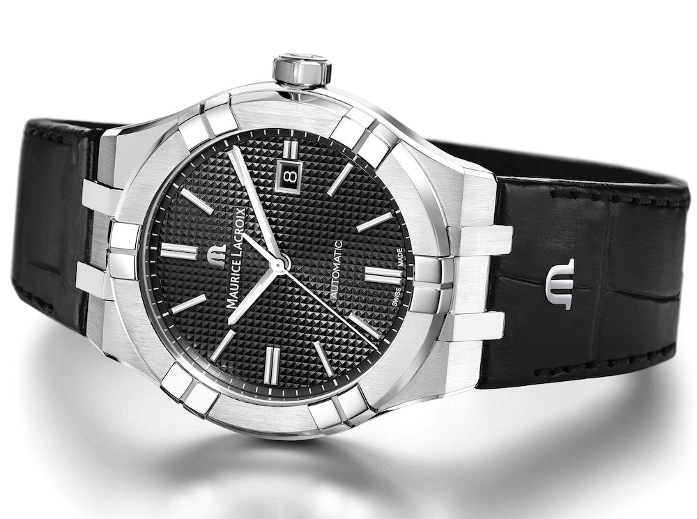  Shop Authentic Maurice Lacroix Aikon Date Automatic Black Dial Black Leather Strap Watch For Men - AI6008-SS001-330-1 - Luxxuri