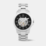  Shop Authentic Fossil Grant Automatic Skeleton Black Dial Silver Steel Strap Watch for Men - ME3103 - Luxxuri