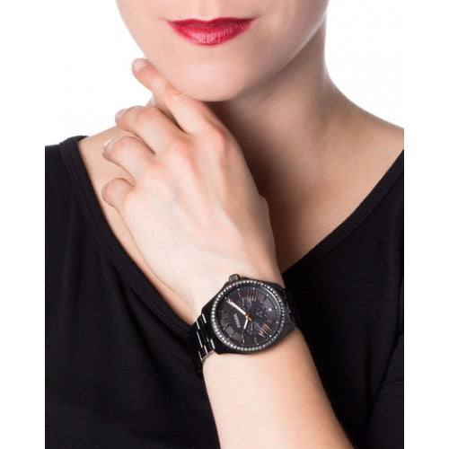  Shop Authentic Fossil Cecile Multi Function Crystals Black Dial Black Steel Strap Watch for Women - AM4522 - Luxxuri