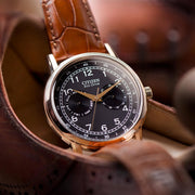  Shop Authentic Citizen Eco Drive Multi Function Day & Date Black Dial Brown Leather Strap Watch For Men - AO9003-08E - Luxxuri